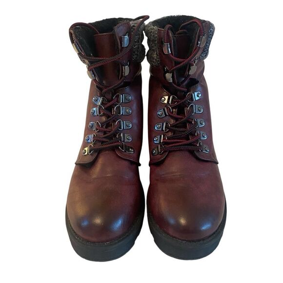 Mia Maylynn Burgundy Combat Style Lace Up Ankle Boots in Ladies Size 8.5 M - Picture 2 of 6